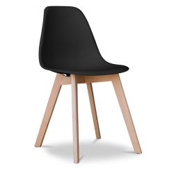 Samuel Collapse barely PROFI - Καρέκλα πλαστική EAMES DSW 46x53x81cm με μασίφ ξύλινα πόδια Μαύρη